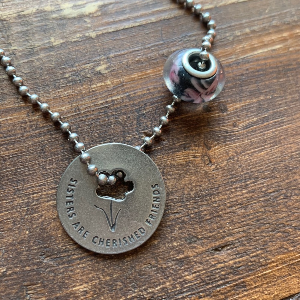 Sister charm necklace